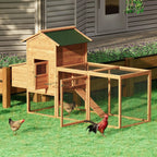 Magshion 2-Tier Chicken Coop With Nesting Box, 80 Inch Wooden Rabbit Hutch - Natural