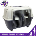 SportPet Designs Plastic Airline Approved Rolling Dog Kennel With Wire Door, XXX-Large, Gray, 48in L x 32in W x 36in H