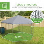 PawHut Large Metal Coop Run With Waterproof Anti-UV Cover, 13 ft x 11.4 ft x 8.6 ft