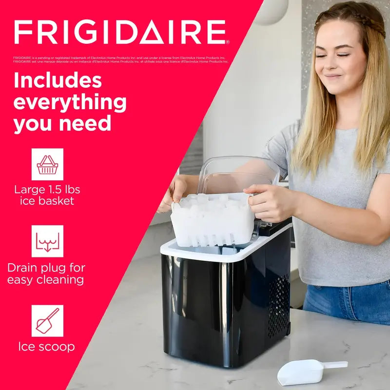 Frigidaire Stainless Steel Portable Countertop Ice Maker - 26 Lbs Daily
