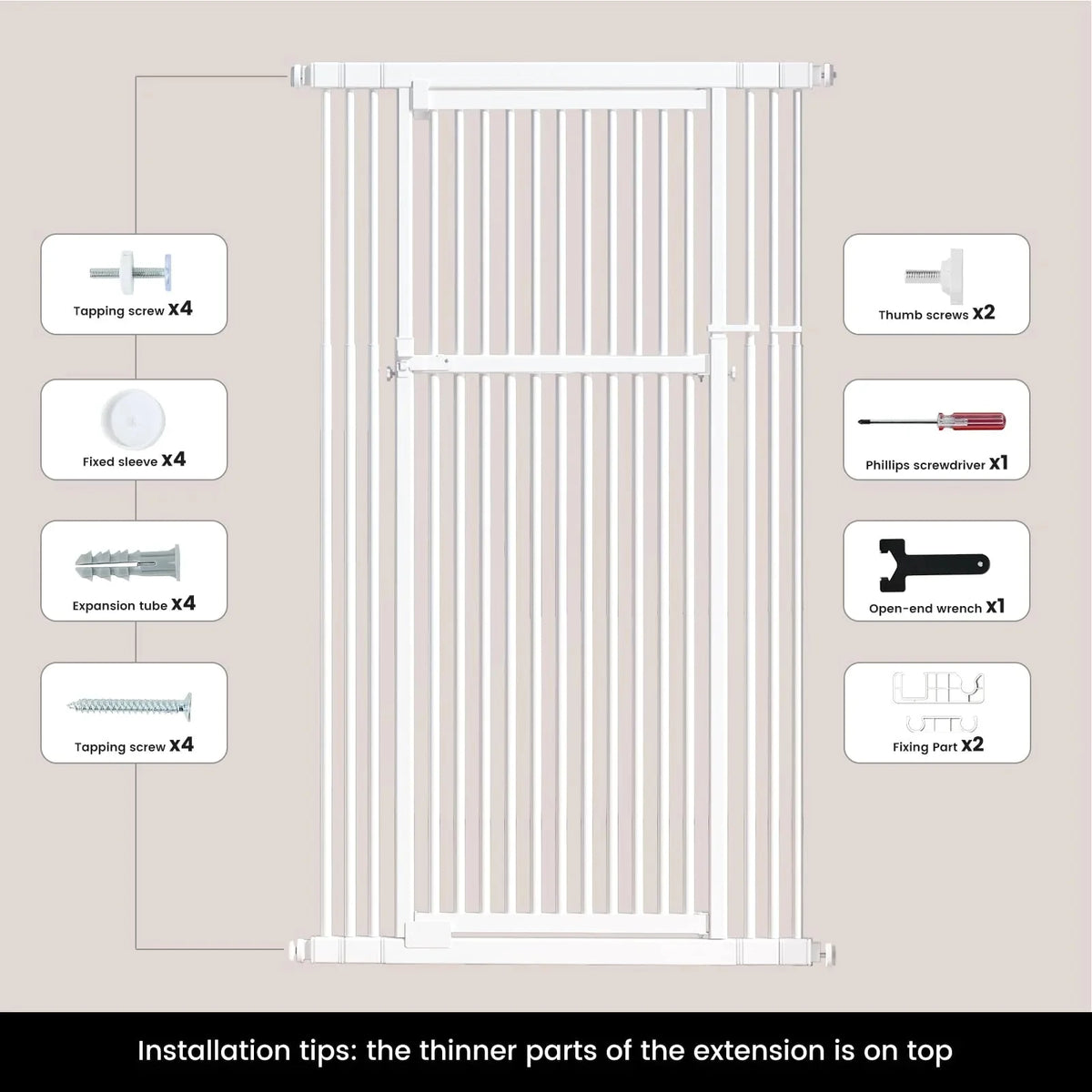 Extra Tall Cat Gate, 27.56-37 in Wide, 51-87 in Adjustable Height