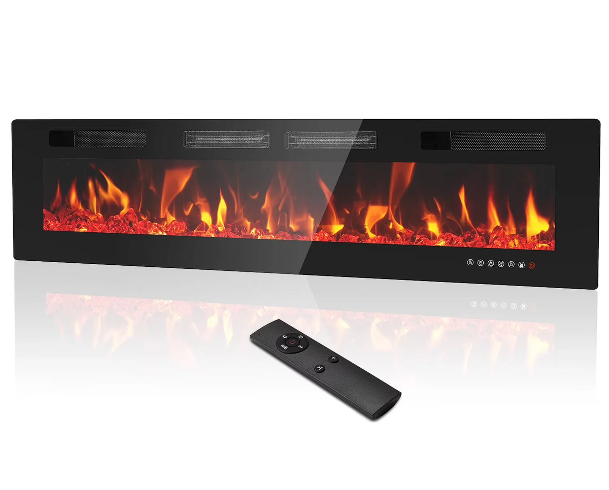 Dovov Wall Mounted Electric Fireplace Heater, 50 inch, Black, 750/1500W