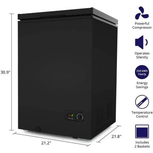 Northair Chest Freezer, 3.5 Cu Ft, 2 Removable Baskets, Black