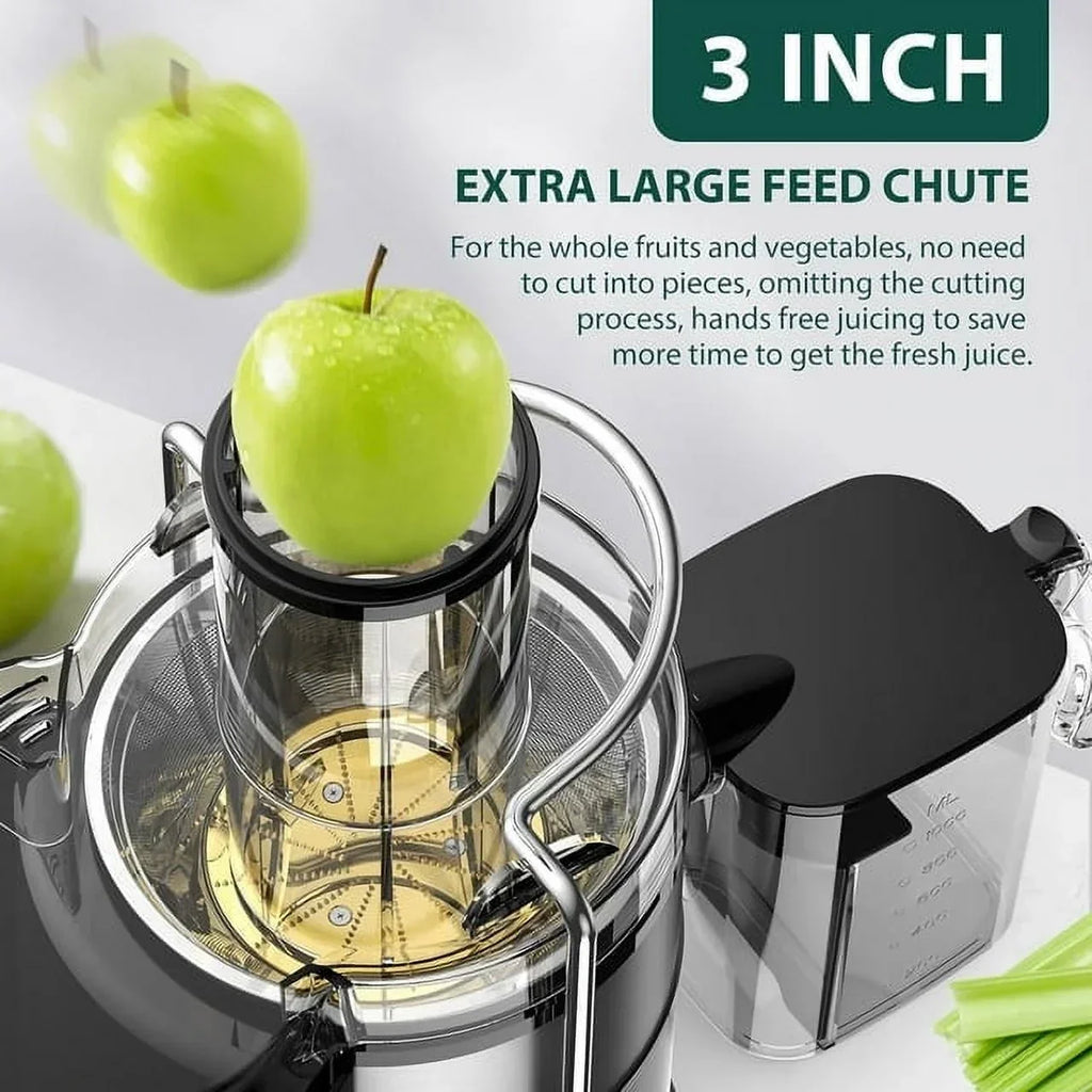 Centrifugal Juicer Machine 1100W, 3 in Feed Chute, BPA Free, Black