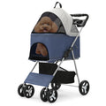 Magshion Foldable Pet Stroller, 4 Wheel, Navy Blue, 33 lbs Capacity