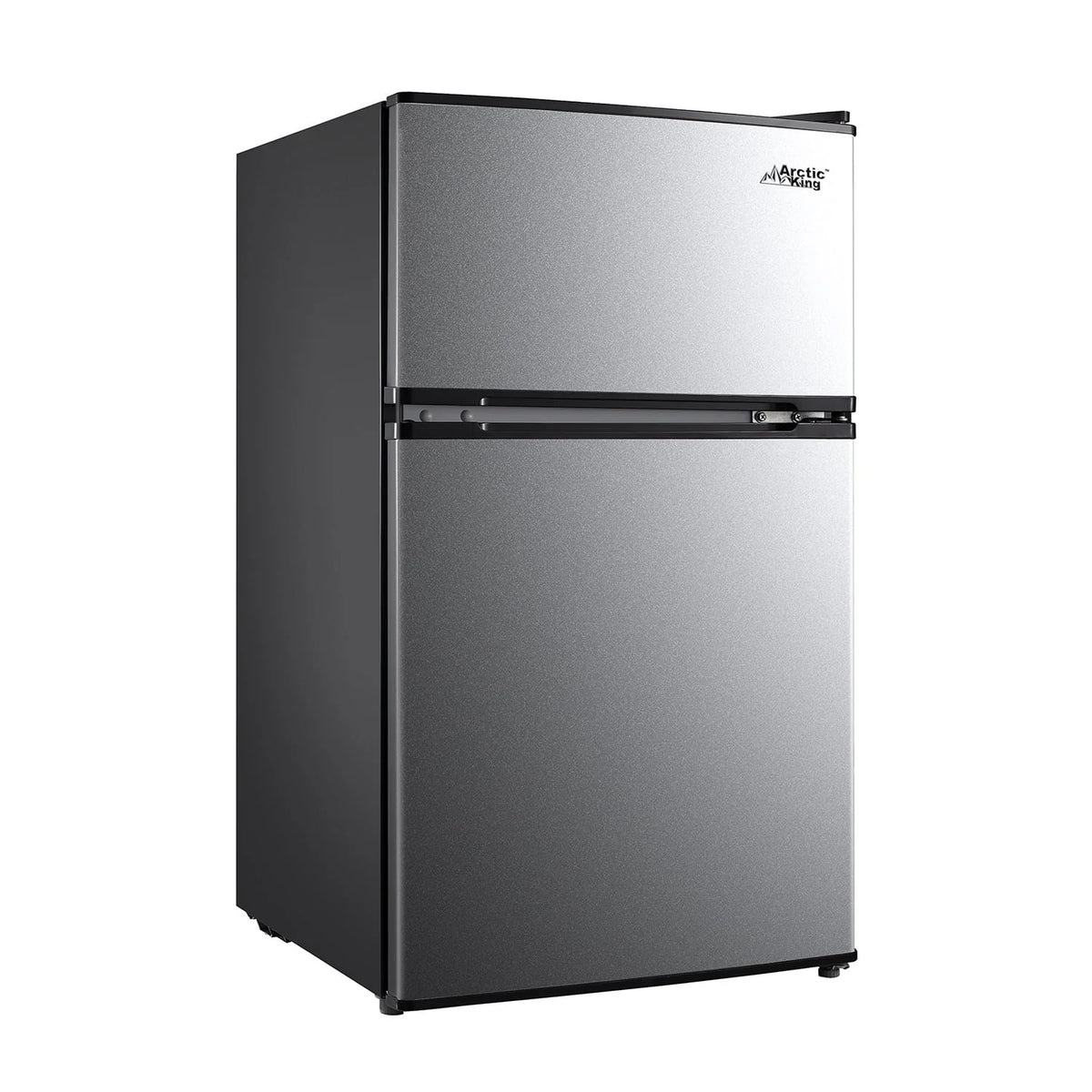 Arctic King Two-Door Mini Fridge With Freezer, 3.2 Cu ft, 18.5 in x 19.4 in x 33.3 in, Stainless Steel - E-Star
