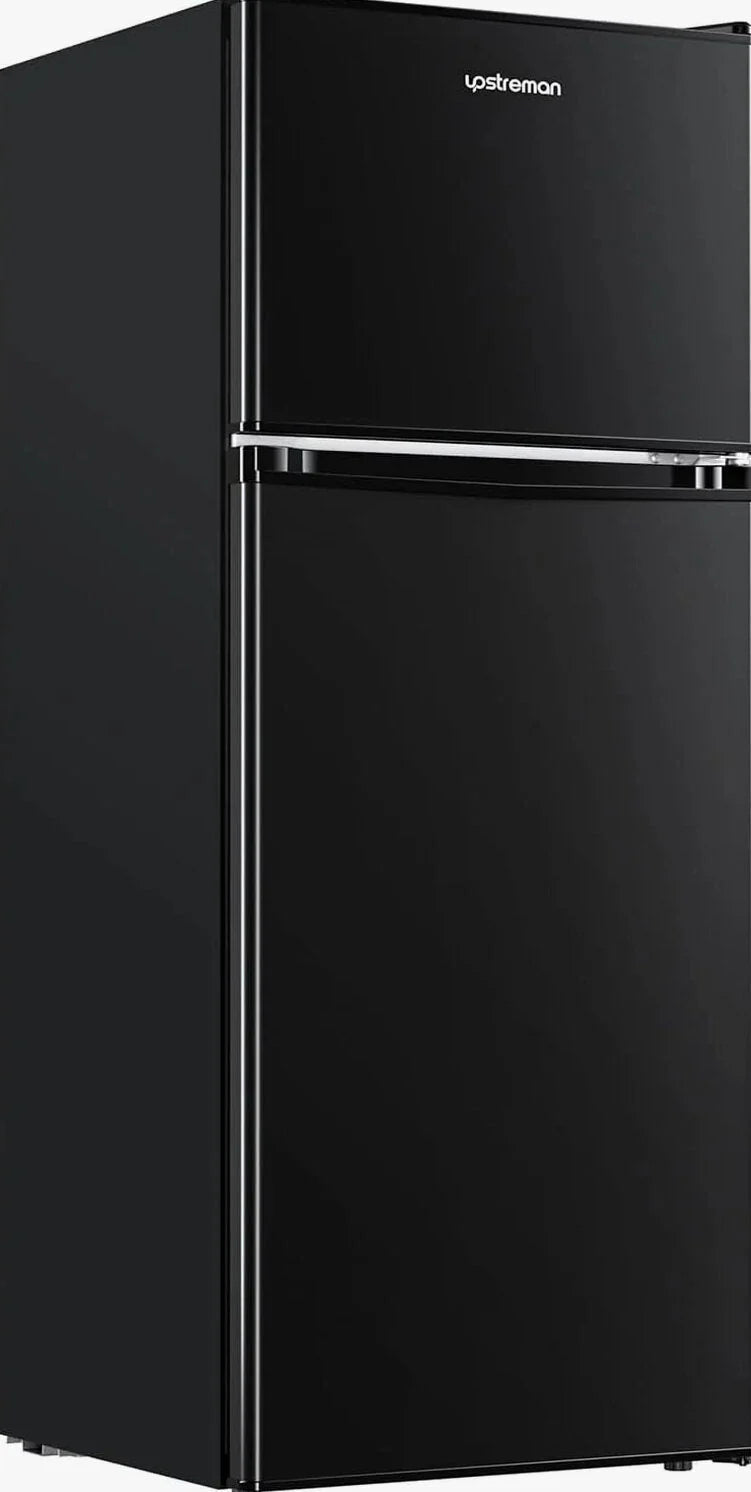 Upstreman 4.0 Cu.Ft Double Door Mini Fridge With Freezer, Black - BR401