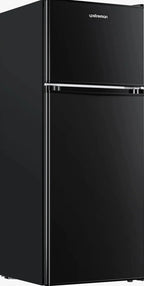 Upstreman 4.0 Cu.Ft Double Door Mini Fridge With Freezer, Black - BR401