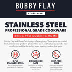 GreenPan x Bobby Flay 10 Piece Stainless Steel Tri-Ply Cookware Set - 8QT Stockpot