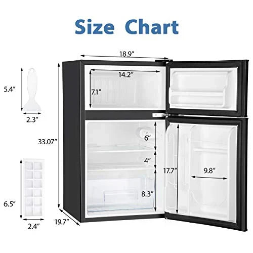 Euhomy Mini Refrigerator With Freezer, 3.2 Cu.Ft