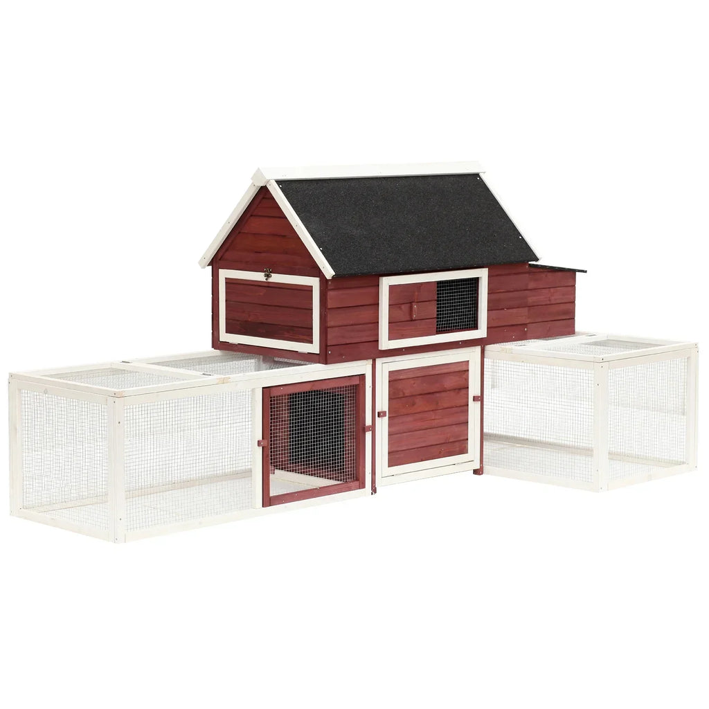 Pawhut Wooden Backyard Chicken Coop With Nesting Box And Run, 114in