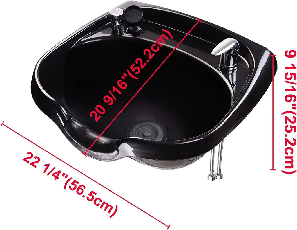 AW Wall-Mounted Shampoo Bowl Kit With Sprayer, Neck Rest And CUPC Vacuum Breaker