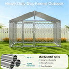 YOKWOK Outdoor Dog Kennel With Roof, 7.5X7.5ft, Silver - Outdoor Dog Crate