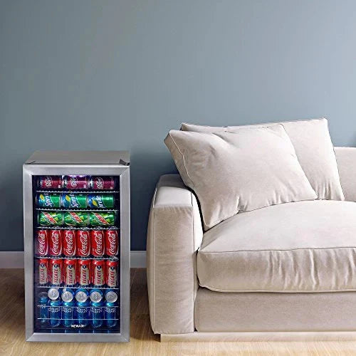 NewAir Beverage Refrigerator Cooler, 126 Cans, Stainless Steel, Right Hinge Glass Door - AB-1200