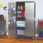 Seville Classics UltraHD Rolling Storage Cabinet, Granite, 36in W x 18in D x 72in H