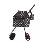 Foldable Pet Travel Stroller For Cats & Dogs, Waterproof, 4 Wheels, Black