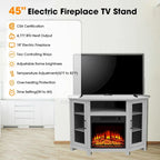 45 inch Industrial Corner Electric Fireplace TV Stand Console Table - 17 Electric Fireplace