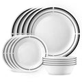 Corelle Brasserie 12-Pc Dinnerware Set - 4 Dinner Plates, 4 Appetizer Plates, 4 Soup/Cereal Bowls