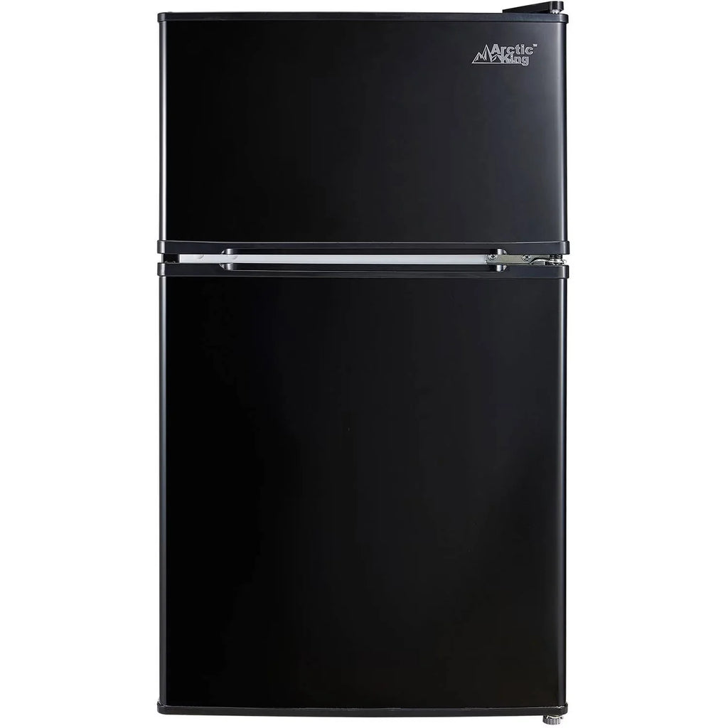 Arctic King Two-Door Mini Fridge With Freezer, 3.2 Cu ft, 18.5 in x 19.4 in x 33.3 in, Stainless Steel - E-Star