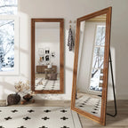 BEAUTYPEAK Full Length Floor Mirror With Stand, 64 x 21 in, Retro White