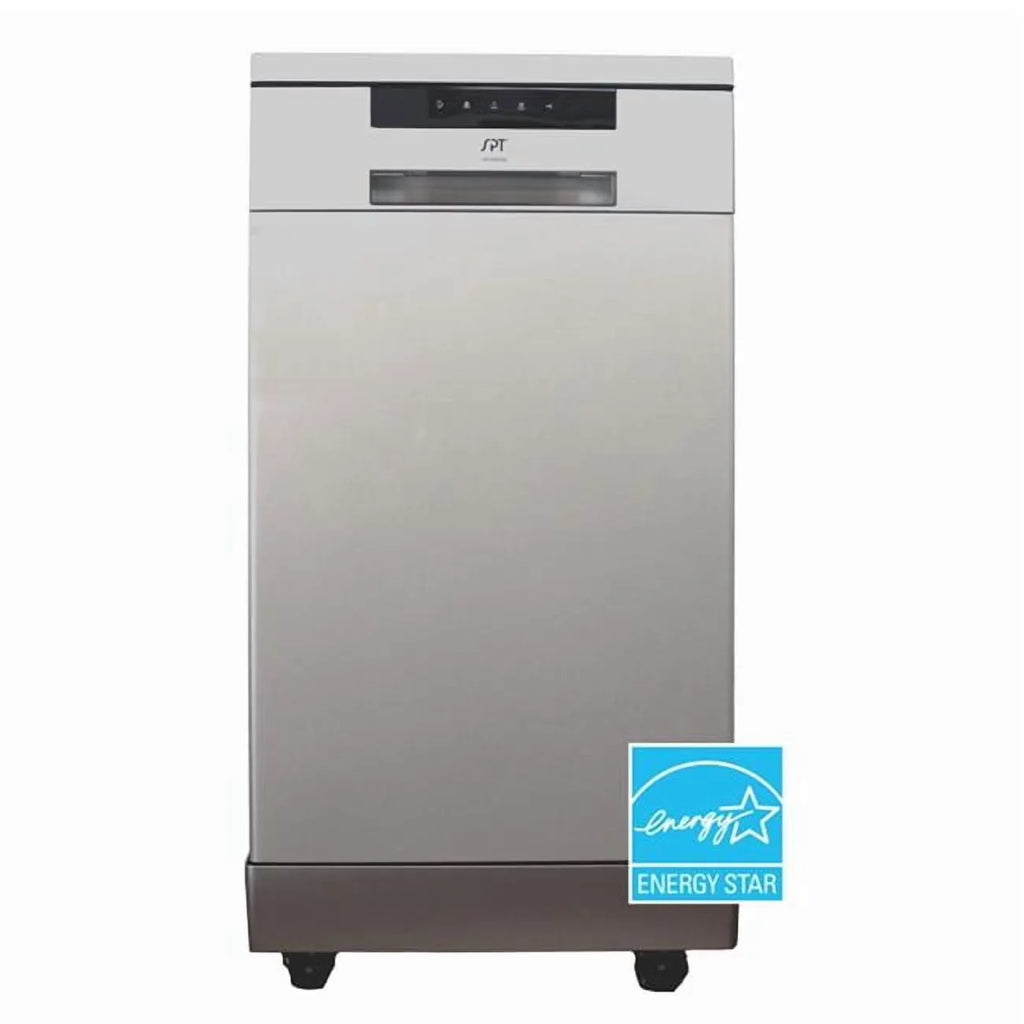 SPT Portable Dishwasher, 18 inch, Stainless Steel, 8 Place Settings, 52 dB