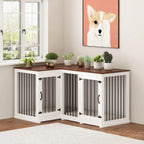 L Shape Corner Dog Crate Furniture For 2 Dogs, 58.7X41.1