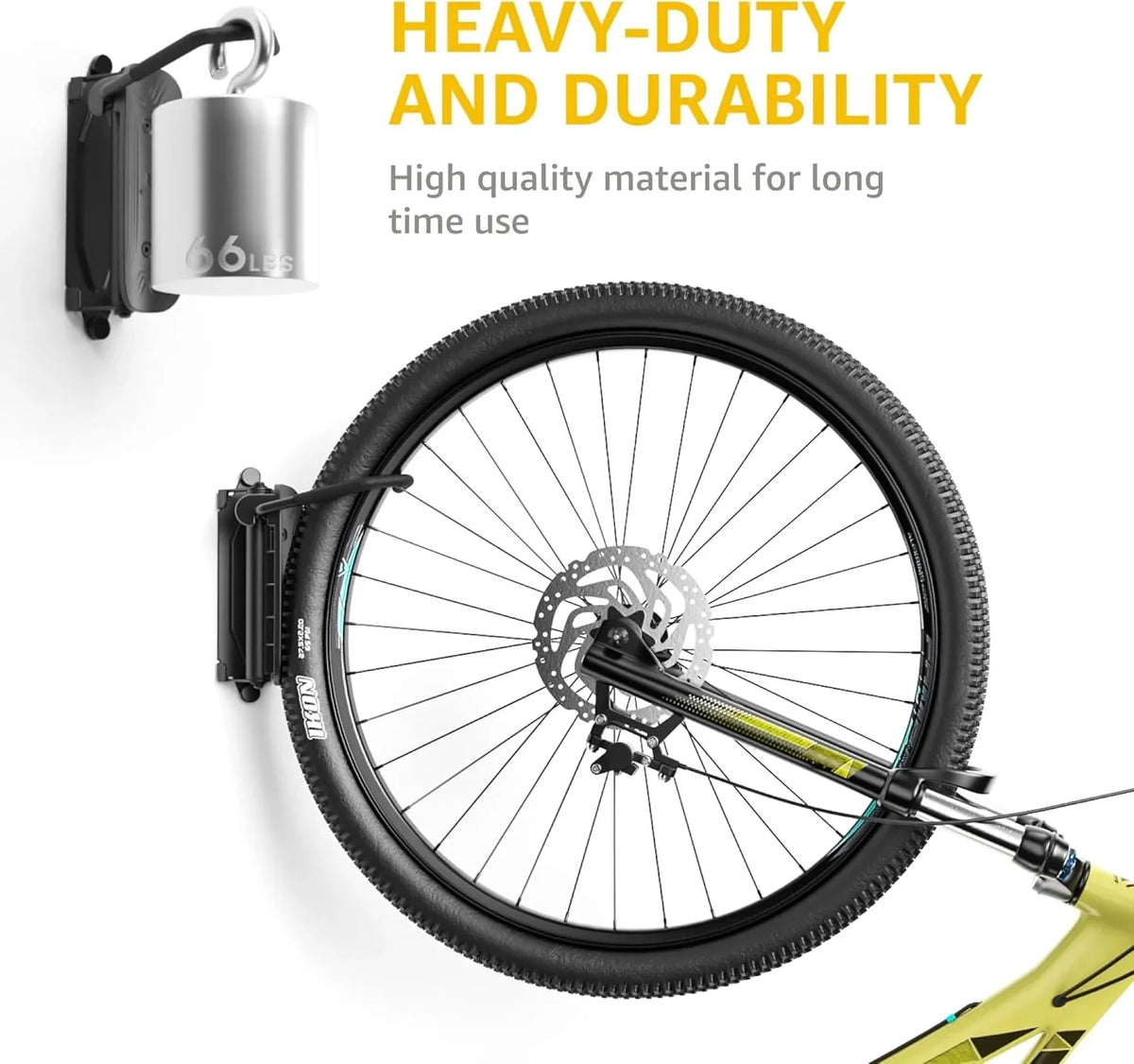 2-Pack Swivel Bike Wall Mount - Holds Up To 66 lbs