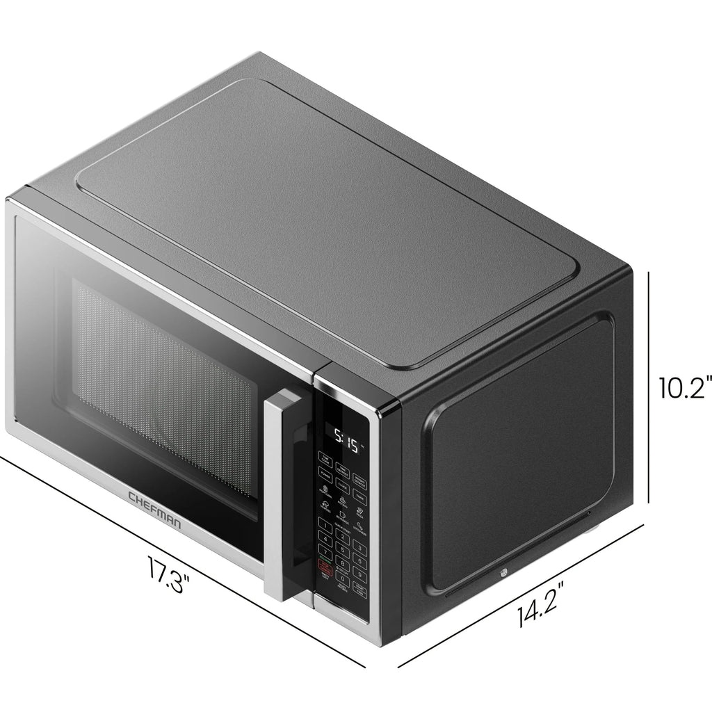 Chefman Countertop Microwave Oven, 0.9 Cu Ft, 900 Watts, Stainless Steel - CRJ55-SS-9