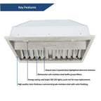 Awoco Built-In Stainless Steel Range Hood Insert, 36'W 18-1/2'D, 4 Speeds - RH-BQ-X36