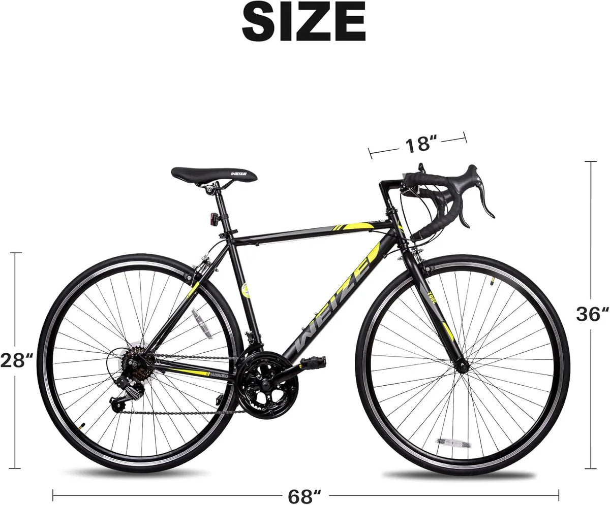 WEIZE Road Bike, 700C Wheel City Commuter Bicycle, Shimano 14 Speed Drop Bar, Racing Adult Bike with Caliper Brakes, High-Carbon Steel Hybrid Bikes