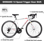 WEIZE Road Bike, 700C Wheel City Commuter Bicycle, Shimano 14 Speed Drop Bar, Racing Adult Bike with Caliper Brakes, High-Carbon Steel Hybrid Bikes
