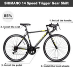 WEIZE Road Bike, 700C Wheel City Commuter Bicycle, Shimano 14 Speed Drop Bar, Racing Adult Bike with Caliper Brakes, High-Carbon Steel Hybrid Bikes