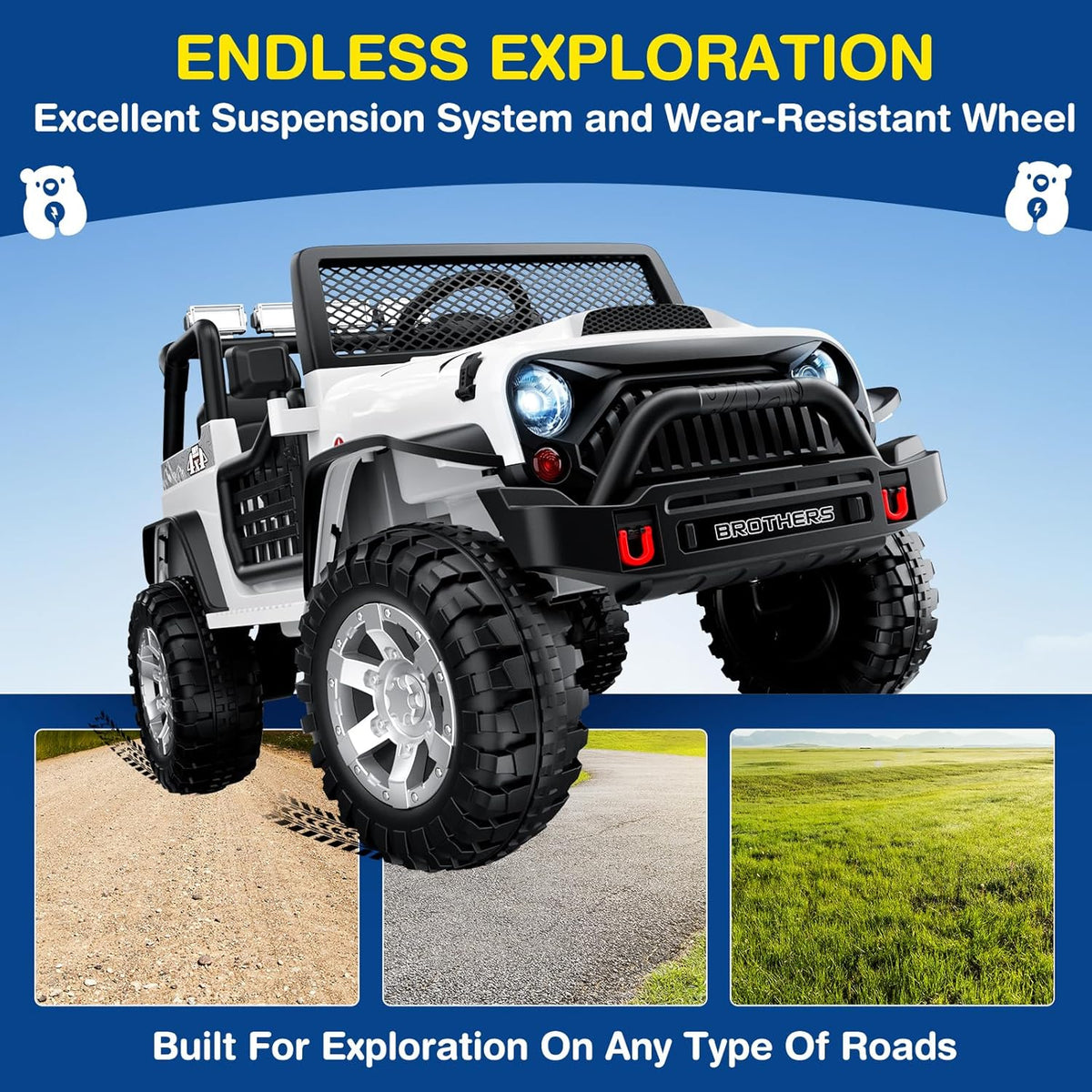 L8 Ride On Car 2 Seater 12V Kids Electric Car Remote Control 4-Wheel Suspension Bluetooth Speaker