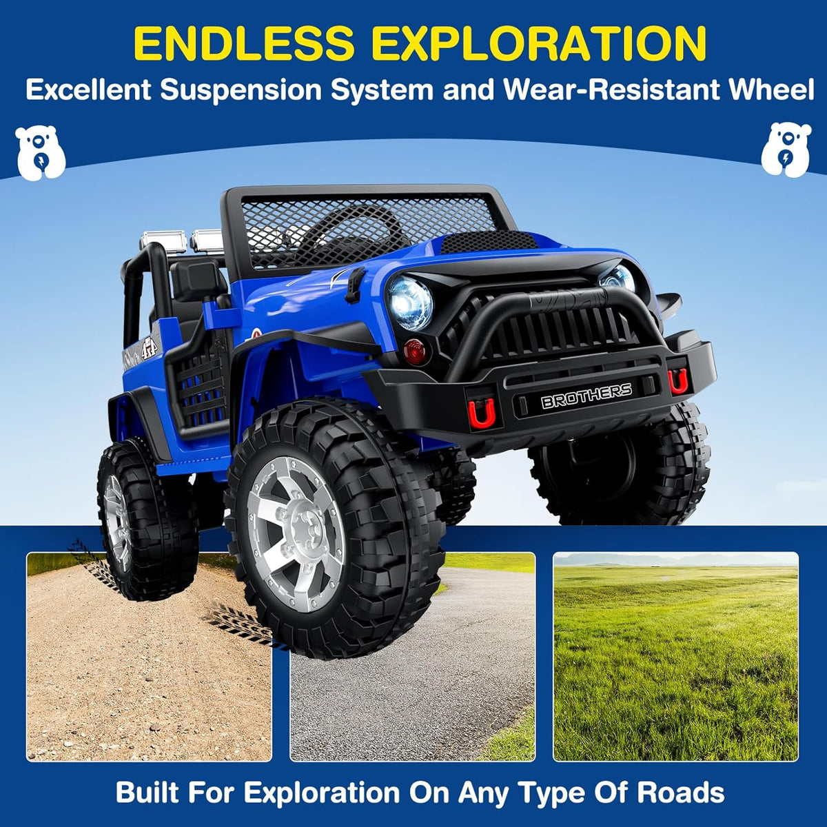 L8 Ride On Car 2 Seater 12V Kids Electric Car Remote Control 4-Wheel Suspension Bluetooth Speaker