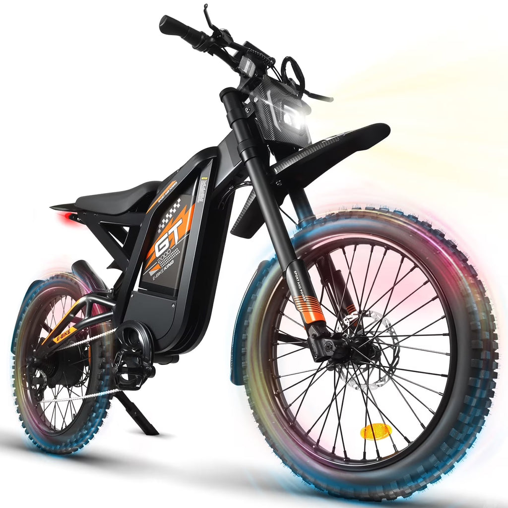 OUXI GT2000 Electric Dirt Bike for Adults, 3000W Peak Electric Motorcycle, 37MPH Electric Bike, 48V 30ah Battery, 85+Miles Mountain Bike, 24" Fat Tire Ebike, Hydraulic Brakes, Full Suspension, UL2849