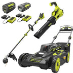 40V Brushless 20-Inch Walk Behind Self Propelled Mower String Trimmer Leaf Blower with (2) Batteries and (2) Chargers - chargers