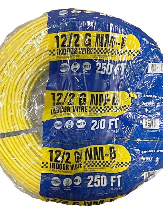 2025 Unbranded* 250-Ft Roll 12-2 AWG NM-B Gauge Indoor Electrical Copper Wire Ground Cable, WHITE (/2)