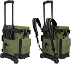 Elkton Outdoors Rolling Tackle Box with Wheels - Waterproof Rolling Fishing Backpack, 5 Removable Tackle Trays, 4 Rod Holders, Fishing Gifts for Men, Fish Tackle Bag, Roller Tackle Box