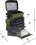 Elkton Outdoors Rolling Tackle Box with Wheels - Waterproof Rolling Fishing Backpack, 5 Removable Tackle Trays, 4 Rod Holders, Fishing Gifts for Men, Fish Tackle Bag, Roller Tackle Box
