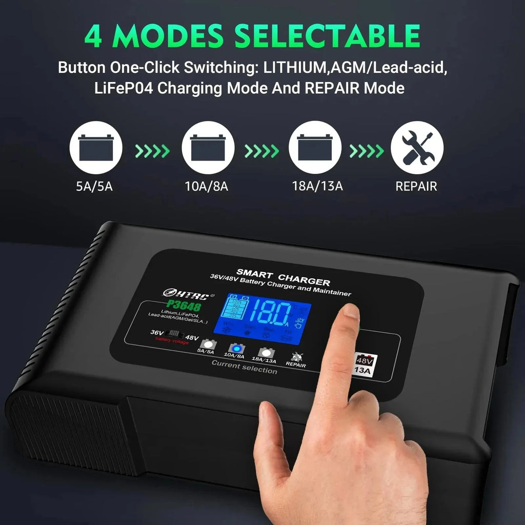 36 Volt Golf cart Charger 18-Amp Smart Charger, Car Battery Charger,Trickle Charger,36V,18-Amp and 48V,13-Amp,Lithium,LiFePO4,Lead-Acid AGM/Gel/SLA.Battery Charger, for EZGO TXT,Car, Boat.