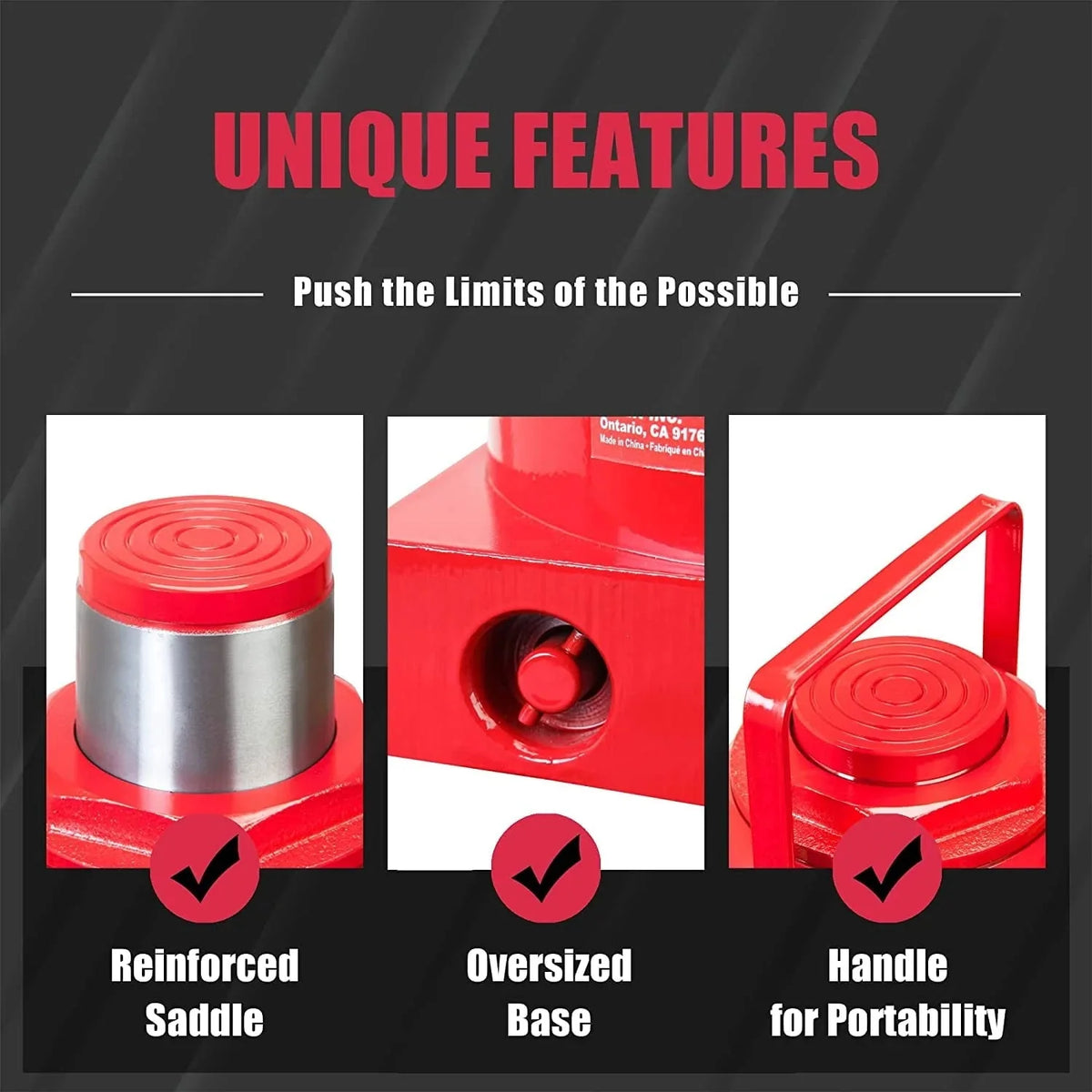 BIG RED 50 Ton Low Profile Hydraulic Bottle Jack – Welded Construction for Automotive & Heavy Lifting