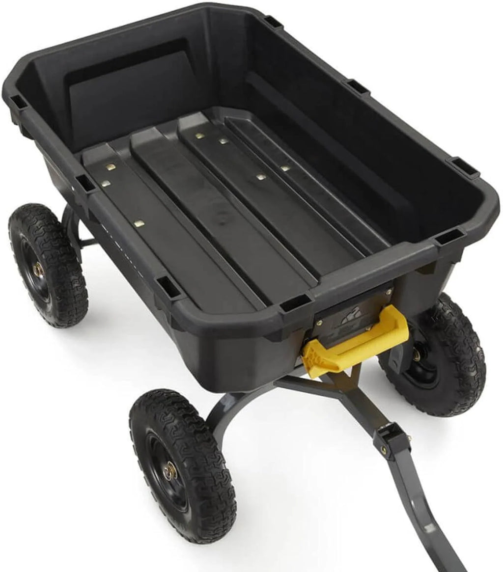 7GCG-NF Heavy-Duty Poly Dump Garden Cart with No-Flat Tires, 7 Cubic Feet, 1200-Pound Capacity, Black, Amazon Exclusive