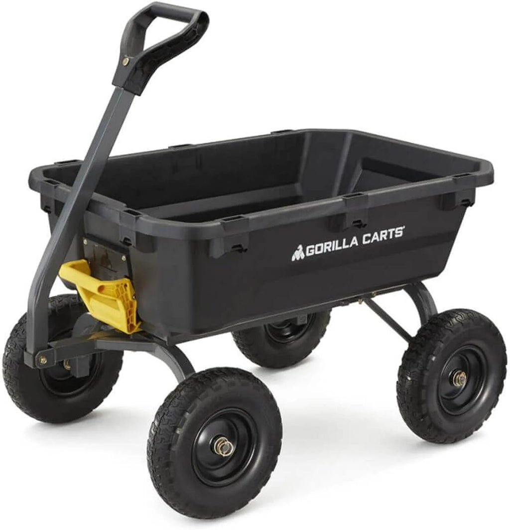 7GCG-NF Heavy-Duty Poly Dump Garden Cart with No-Flat Tires, 7 Cubic Feet, 1200-Pound Capacity, Black, Amazon Exclusive