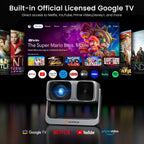 2000 ANSI Official Licensed Google TV Outdoor Projector 4K Decoding, Smart Projector