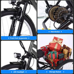 26 Inch Adult 3 Wheel Electric Tricycle with Basket, Fat Tires,7 Speeds,350W Powerful Motor, 36V 10Ah Removable Battery  Dark Gray