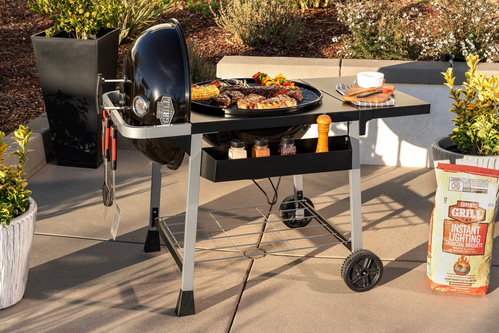 Expert Grill Kettle Cart with Pizza Accessories and Warming Rack