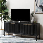 SAFAVIEH Deandra 4-Door Media Stand for Entertainment - Accommodates Up to 65-Inch Flat Screen TV - Dimensions: 60.8" W x 17.7" D x 24.6" H