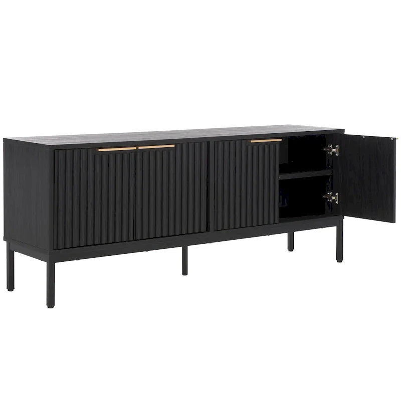 SAFAVIEH Deandra 4-Door Media Stand for Entertainment - Accommodates Up to 65-Inch Flat Screen TV - Dimensions: 60.8" W x 17.7" D x 24.6" H