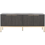 SAFAVIEH Deandra 4-Door Media Stand for Entertainment - Accommodates Up to 65-Inch Flat Screen TV - Dimensions: 60.8" W x 17.7" D x 24.6" H
