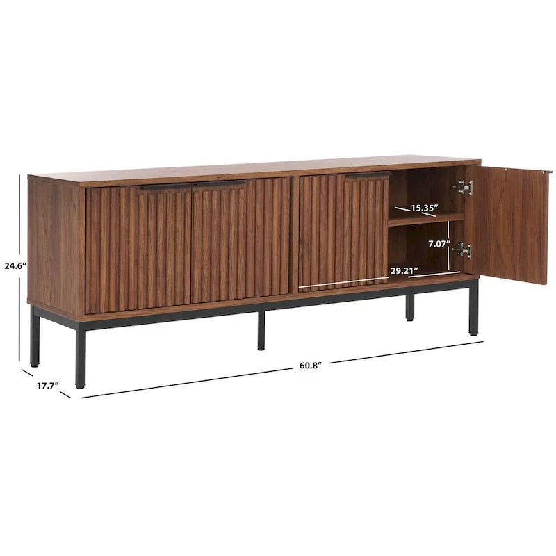 SAFAVIEH Deandra 4-Door Media Stand for Entertainment - Accommodates Up to 65-Inch Flat Screen TV - Dimensions: 60.8" W x 17.7" D x 24.6" H